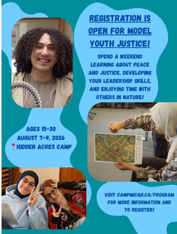 Looking for a fun and unique summer opportunity? @campmicahon is partnering with CJI and other organizations and individuals for Model Youth Justice. The two-night retreat, August 7 to 9, is for youth & young adults and will take place in New Hamburg, Ont..

Activities will include exploring social justice issues, leadership development training and sharing experiences. 

Both individuals and groups with accompanying adults are welcome to register!

Visit campmicah.ca/program for more information and to register. 

See you there!