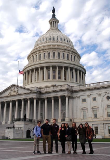 Canadian students and teachers from St Bonaventure's College outside the US Capitol. (Photo: Uju Umenyi/CJI)